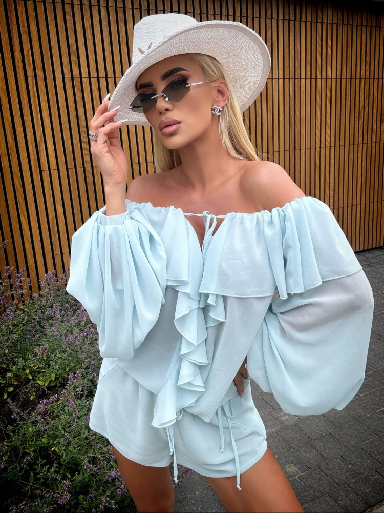 light blue chiffon blouse