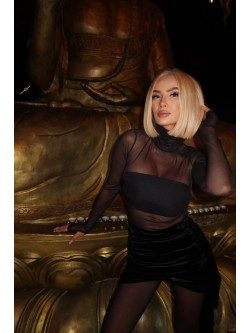 LUI BLOUSE BLACK - mesh blouse
