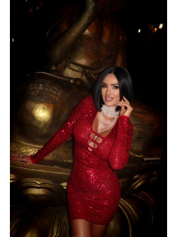 ANGELINA RED - red sequin dress