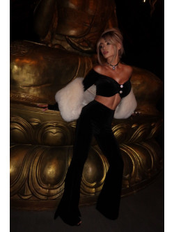 CAMILLE TROUSERS - welurowe spodnie czarne