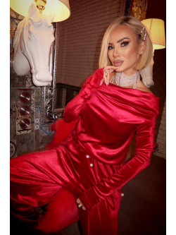 RUBBY SET - czerwony komplet welurowy