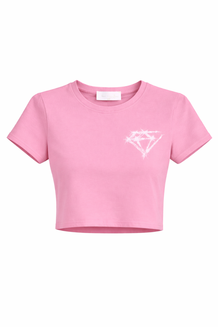 DUOLINE  PINK - crop top damski różowy