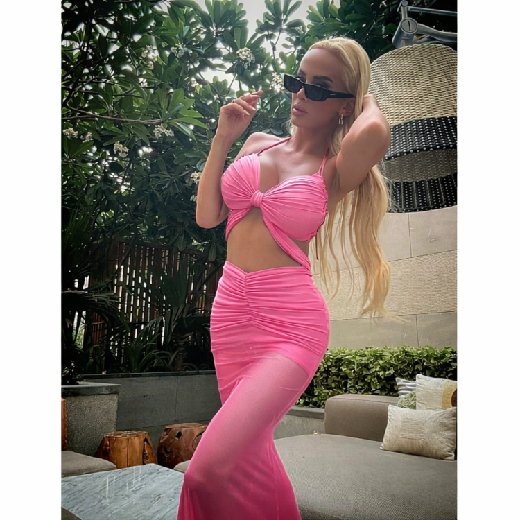 SELENZA PINK - komplet różowy z siatki