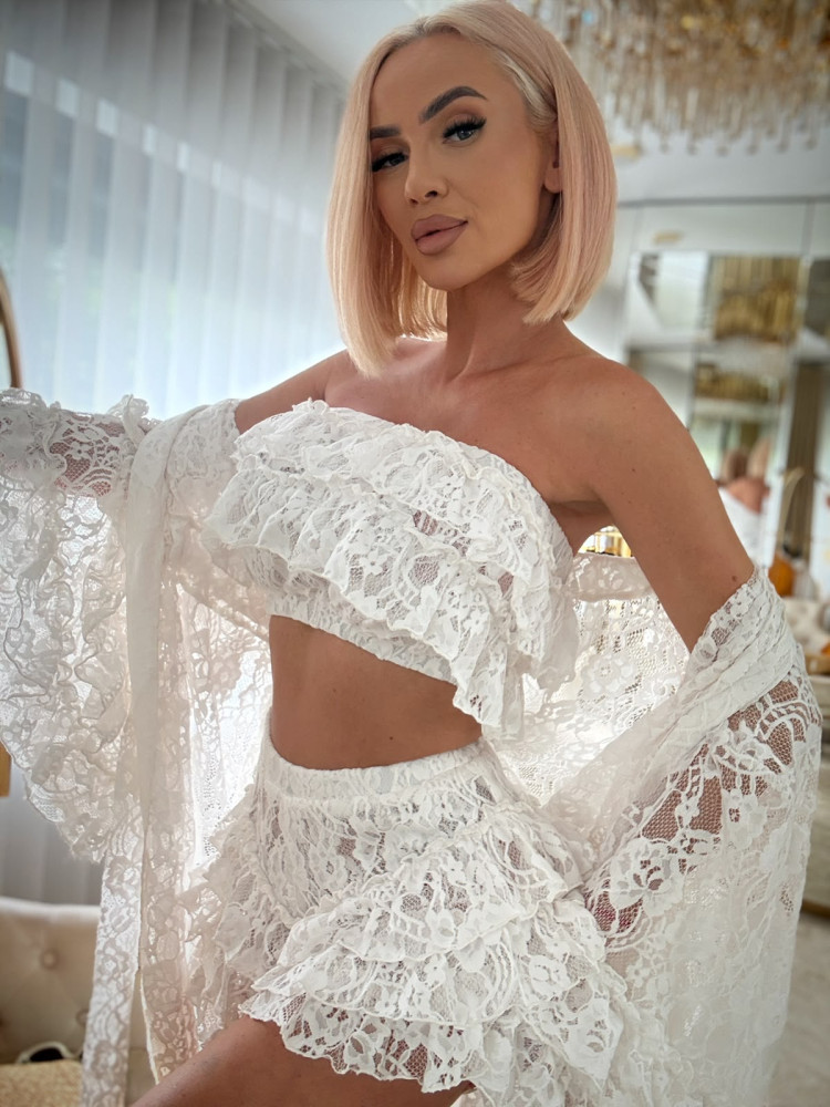 FROSTELLA TOP WHITE - top koronkowy biały