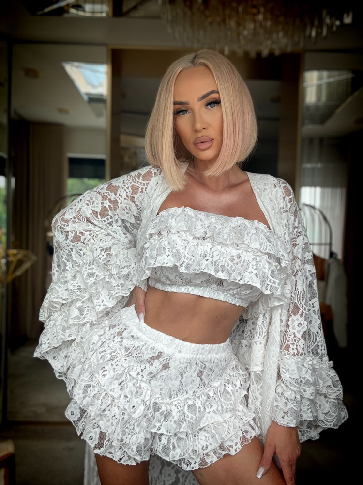 FROSTELLA SHORTS WHITE - szorty koronkowe białe