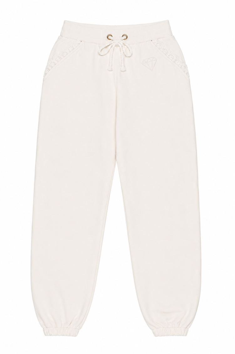 MELISA TROUSERS ECRU - Spodnie dresowe ecru