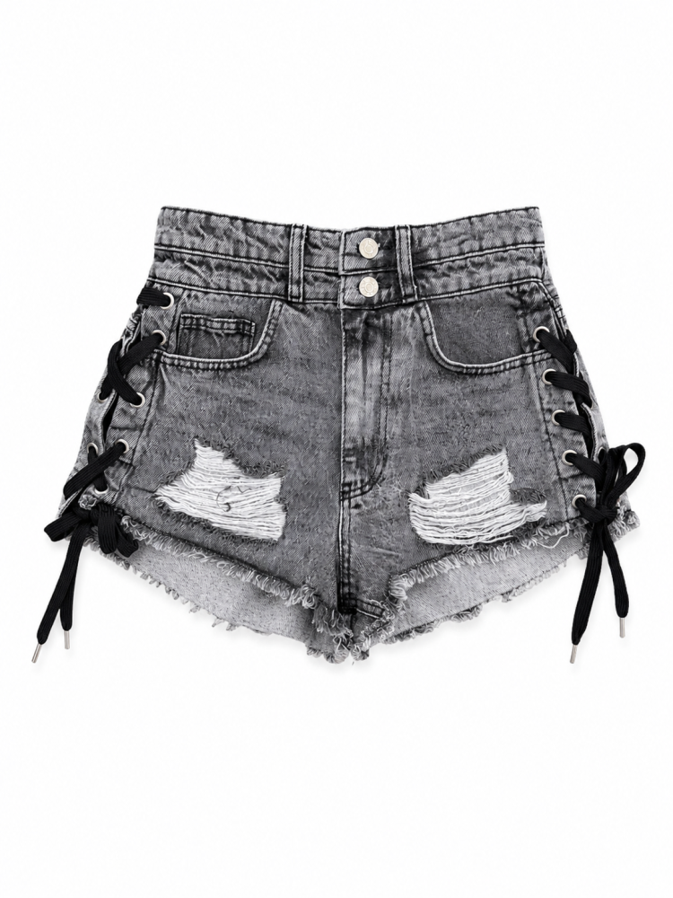 MANDY DENIM SHORTS GREY - szorty jeansowe