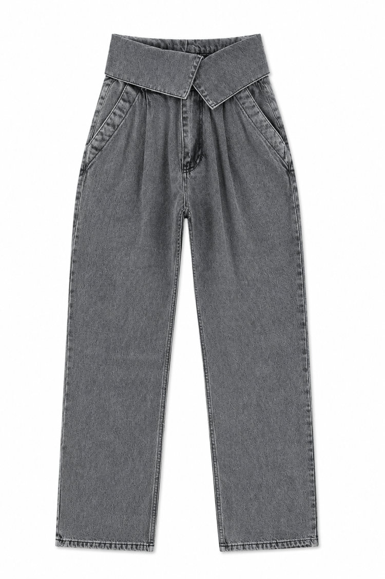 MANDY DENIM TROUSERS GREY - jeansy damskie szare
