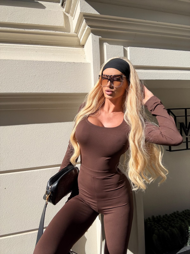 NOLA JUMPSUIT BROWN - Kombinezon damski brązowy