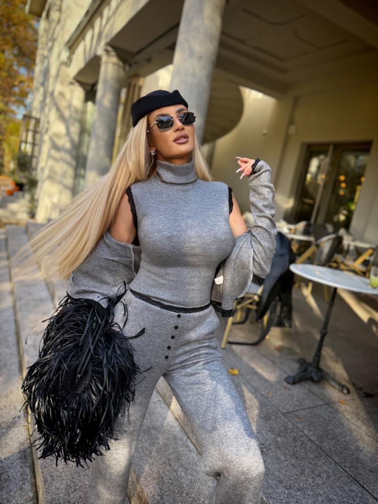 SOREN BLOUSE GREY - szary golf damski
