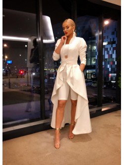 COUNTESS TAIL WHITE - elegancki płaszcz