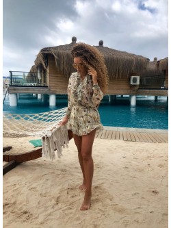 LEAFS - krótki kombinezon w print liści