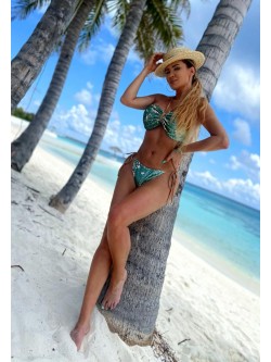 NYMPHA - bikini z miętowo-złotych cekin