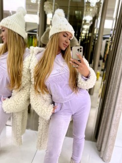 ALL VIOLET - damski liliowy komplet z weluru